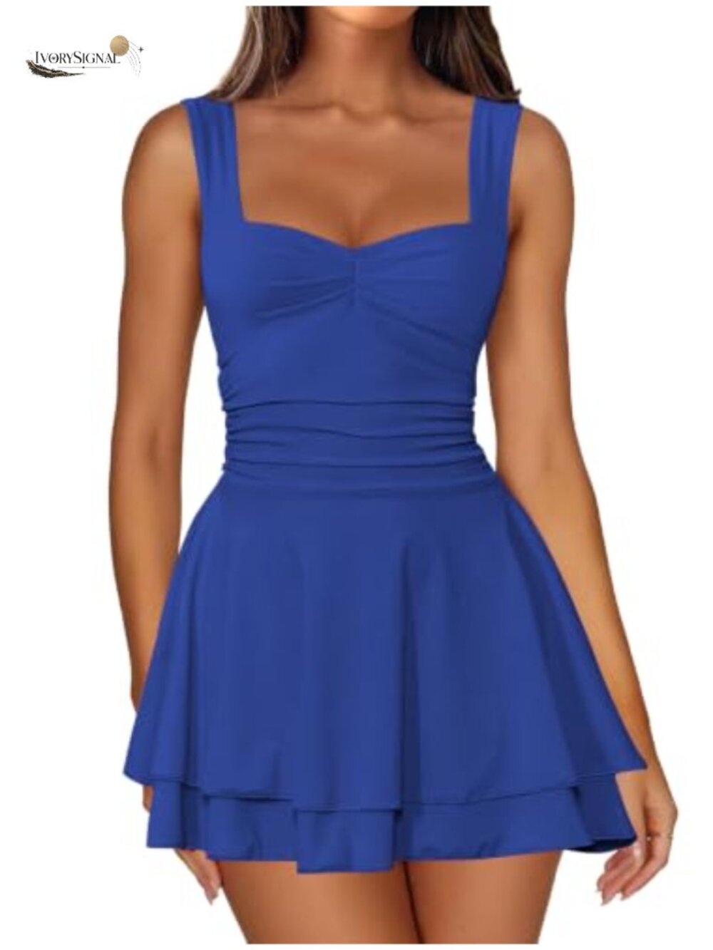 Women's Square Neck Sleeveless Mini Dress Corset A-Line Short Bodycon Party